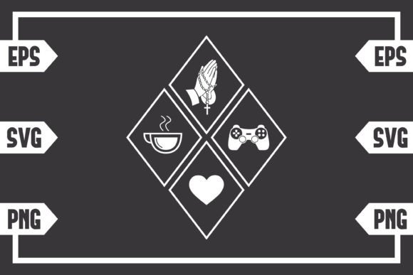 Coffee Jesus Heart Gaming Controller Graphics for Crafts