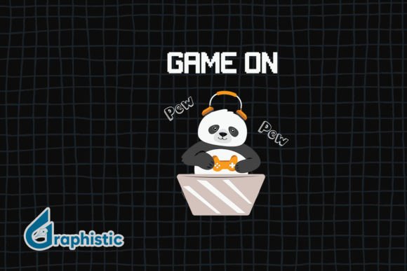 Funny Gaming Panda: Graphics for Crafts