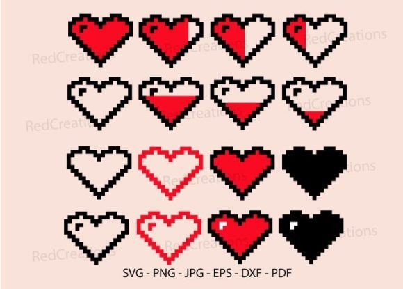 Pixel Health Hearts: Gaming Graphics for Crafts